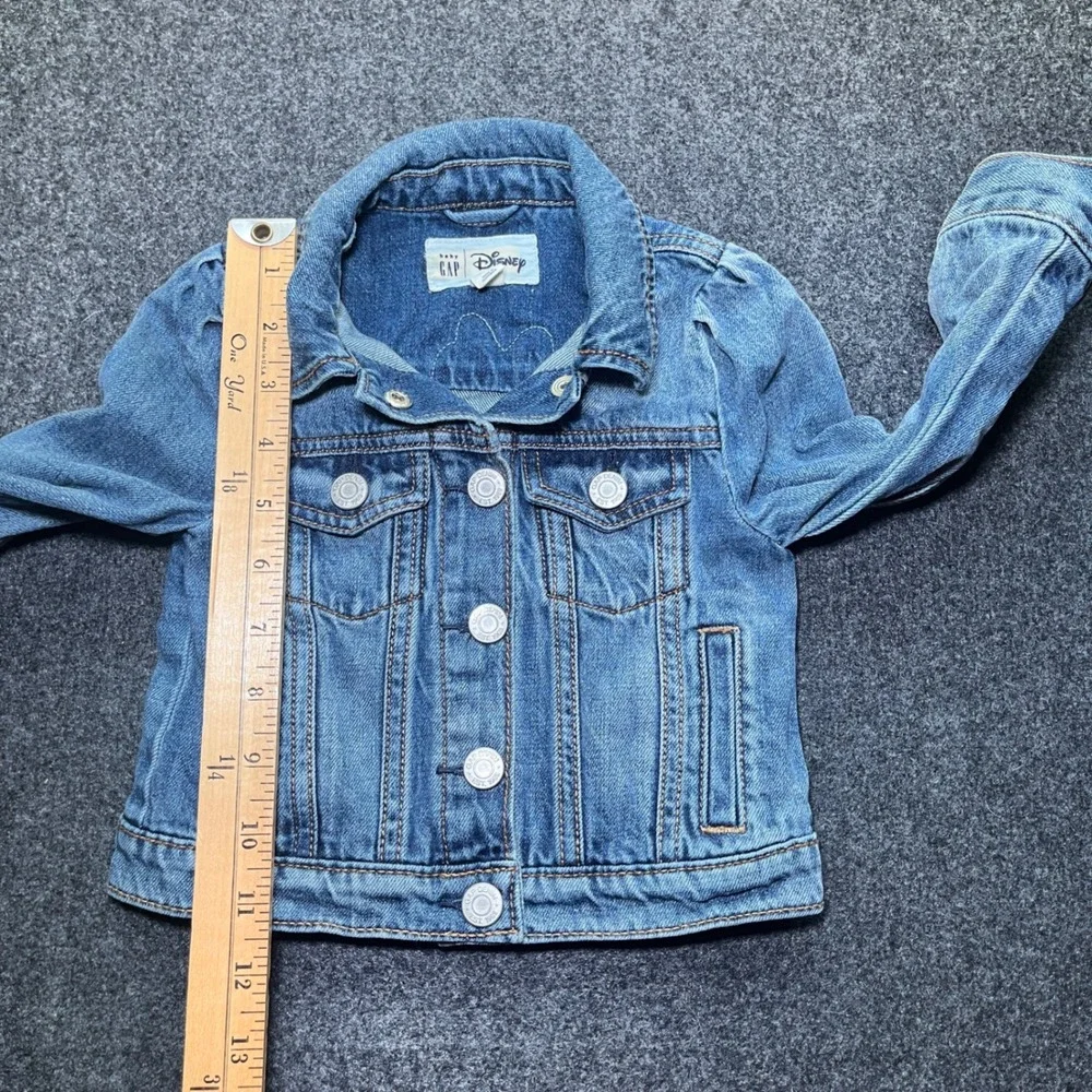 Baby Gap Denim Jacket Toddler 3T Blue Excellent Minnie Mouse Disney‎ Patch Snap